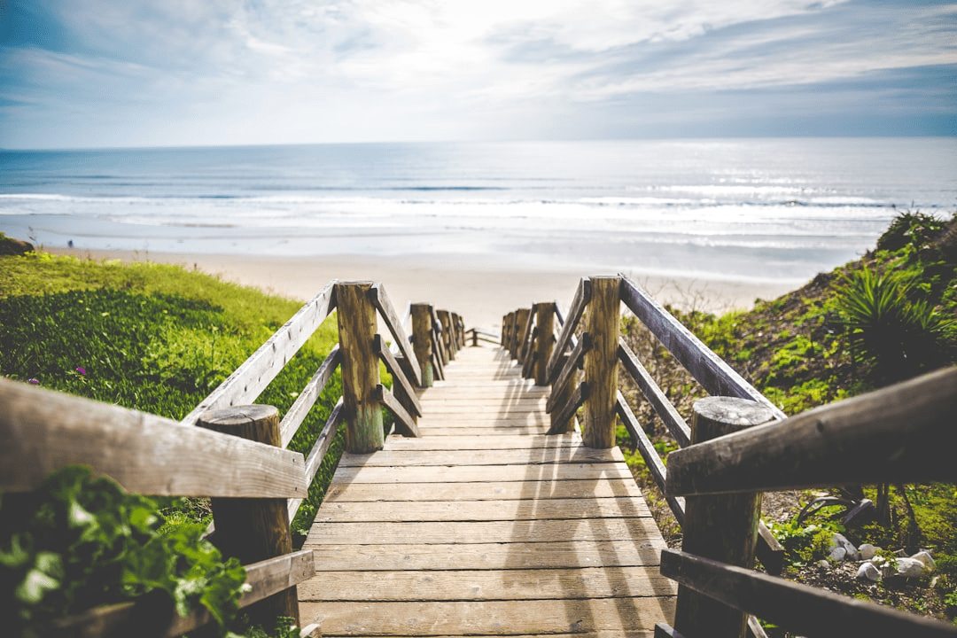 A Wooden Stair Steps To The Beach Duplicate